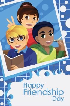 A vector illustration of kids celebrating friendship day