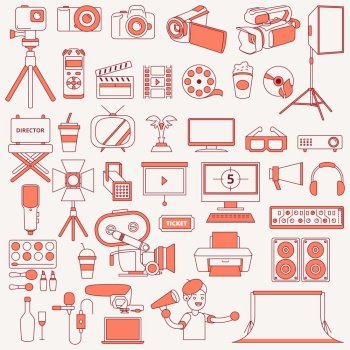 A vector illustration of Photography and Videography Icons