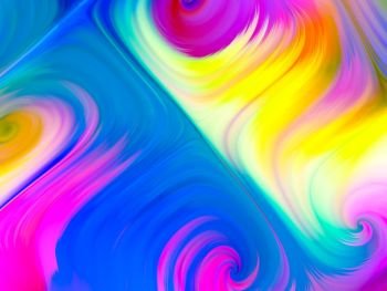 Swirling colorful paint on subject of motion and design. Perfume of Color series.