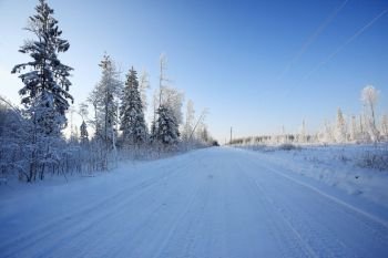 snowy road winter landscape