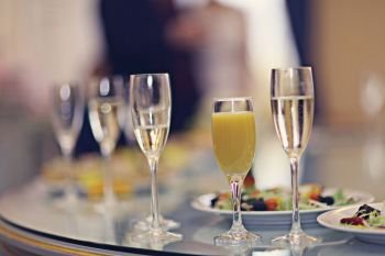 restaurant serving juice champagne glasses