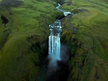 Icelandic waterfall from above