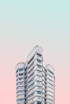 minimal architecture photography with gradient sky