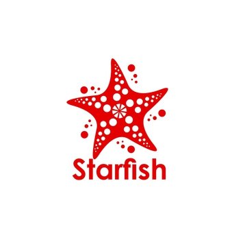 Starfish icon, star fish symbol. Summer leisure, vacation travel or trip vector sign. Sea or ocean underwater life, coral reef animal or invertebrate creature graphic icon with starfish, air bubbles. Starfish icon, star fish animal abstract symbol