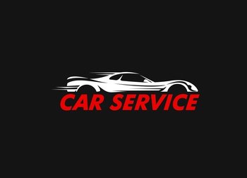 Car repair service icon. Vehicle maintenance, classic car restoration and repair mechanic workshop or garage station vector symbol, graphic icon or pictogram with fast moving sport coupe silhouette. Car repair service, automobile workshop icon