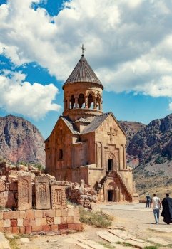 Novarank monastery in Armenia photo. Noravank monastery was founded in 1205. 