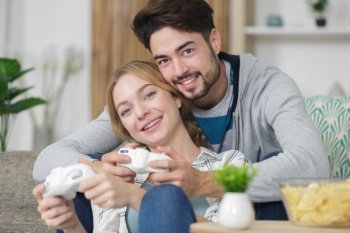 couple playing online video game