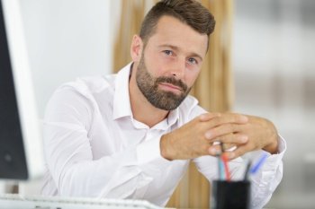 confident man working in the office