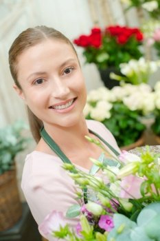 florist in front of the camera