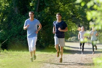 men and women running outdoors
