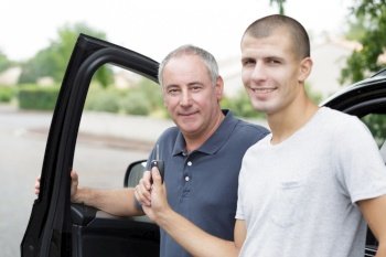 father giving son his car key
