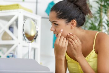 a woman and skin problems