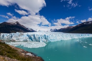 The Perito Moreno Glacier  in the Los Glaciares National Park in Santa Cruz Province, Argentina. Its one of the most important tourist attractions in the Argentinian Patagonia. Summer season.