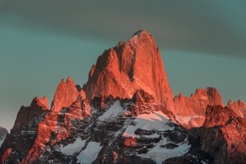 Famous Cerro Fitz Roy  and Cerro Torre- one of the most beautiful and hard to accent rocky peaks in Patagonia, Argentina