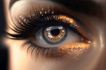 beautiful woman’s eyes and lashes. Illustration Generative AI 