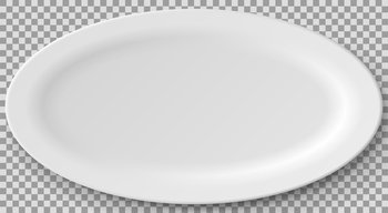 Empty white porcelain plate. Round white plate isolated on transparent background. Cookware, china, crockery element for serving dishes. Dish for restaurant, empty utensil and dishware 3d vector. Empty white porcelain 3d plate. Cookware, china, crockery element for serving dishes in restaurant