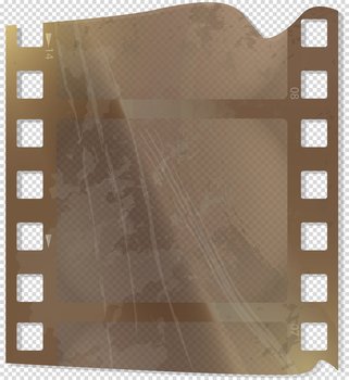 Cinema movie and photography 35 mm film strip template, vector flat element in vintage style. Cinema strip isolated icon with recorded film on tape, cinematography retro photo roll with frames. Cinema movie and photography 35 mm film strip template, vector flat element in vintage style