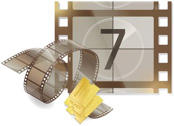 Movie time banner with cinema movie and photography 35 mm shining film strip template in vintage style. Cinema strip isolated icon with recorded film on tape, cinematography retro photo roll. Movie time banner with cinema movie and photography 35 mm film strip template in vintage style