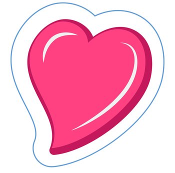 Stick, design element for mobile app, banner, poster. Sticker for communication, virtual love symbol. Pink heart with white outline as symbol of love. Small heart glare sticker vector illustration. Sticker for communication, virtual romance symbol. Pink heart with white outline as symbol of love