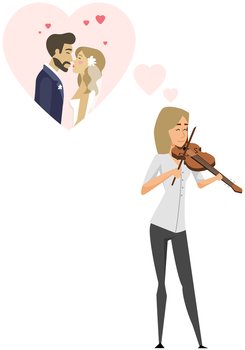 Man and woman wedding. Couple relationship, romantic date. Man proposes to girlfriend. Guy confesses his love to girl. People listen to live music violinist performance. Musician performing violin. People listen to live music violinist performance. Man and woman wedding. Musician performing violin