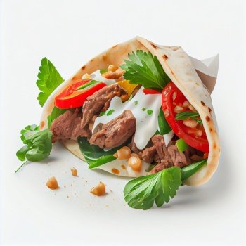 Kebab with Lamb and Vegetables in Pita Bread. AI Generative 