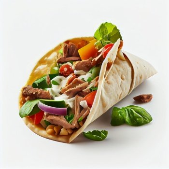 Kebab with Lamb and Vegetables in Pita Bread. AI Generative 