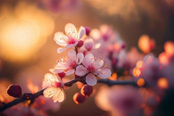 Pink Spring Sakura Natural Background Illustration Generative AI 