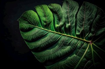 Green Tropical Leaves background. Illustration Generative AI