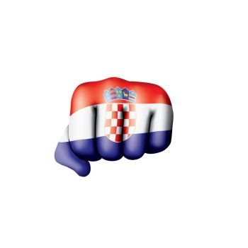 Croatia flag and hand on white background. Vector illustration.. Croatia flag and hand on white background. Vector illustration