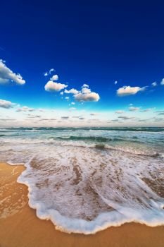 beautiful ocean and sky on the sandy beach