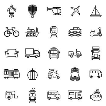Vehicle line icons on white background, stock vector