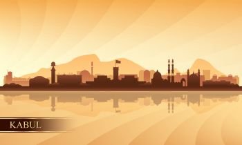 Kabul city skyline silhouette background, vector illustration