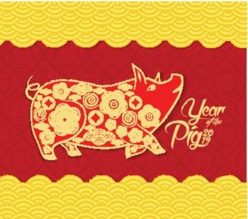 Chinese new year pattern background. Year of the pig 