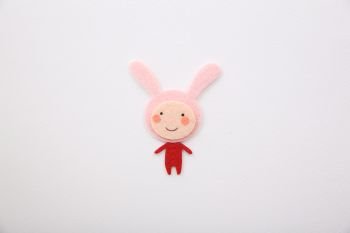 Paper craft a Cute boy with rabbit ears with red body isolated in white background