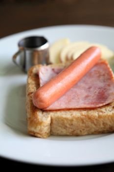 french toast with ham and sausage