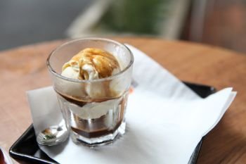 Affogato coffee with ice cream