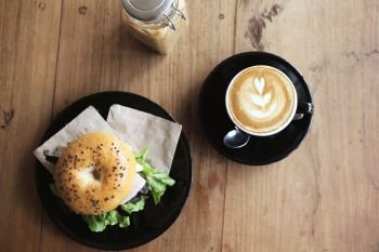 bagel with coffee