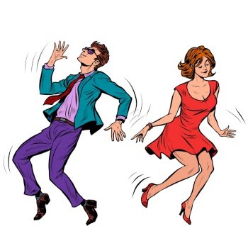 A couple dancing. Music party. Pop art retro vector illustration kitsch vintage 50s 60s style. A couple dancing. Music party