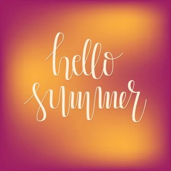 Vector Hello Summer Hand Lettering. Modern Hand Drawn Calligraphy