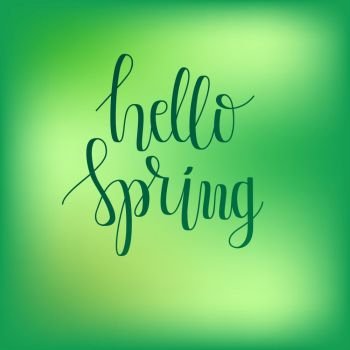 Vector Hello Spring Hand Lettering. Modern Hand Drawn Calligraphy