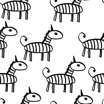 Vector Seamless Pattern with Cartoon  Zebras. Original design for children.
