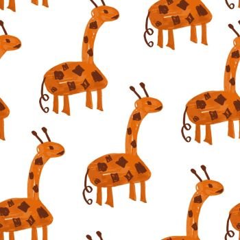 Vector Seamless Pattern with Cartoon  Giraffes. Original design for children.