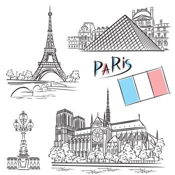 vector images of Paris landmarks and  architecture