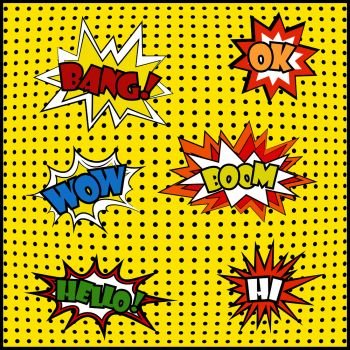 Wow Comic sound effects in pop art style. Burst best graphic effect with label and text in retro style. Stock Vector illustration. Wow Comic sound effects in pop art vector style,