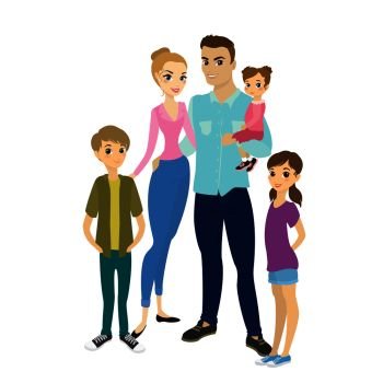 Happy family portrait.Smiling people isolated on white background. Stock flat vector illustration. Happy family portrait.