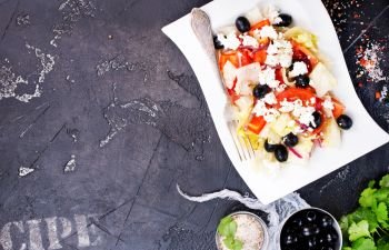 salad with fresh vegetables and cheese, diet salad