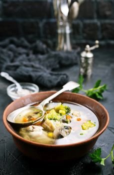 fresh soup  with mushrooms and vegetables