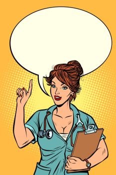 woman doctor, medical profession. Comic cartoon pop art retro vector illustration drawing. woman doctor, medical profession