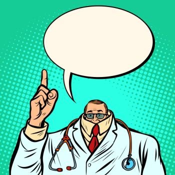 cowardly male doctor. Medicine and health. Comic cartoon pop art retro vector illustration drawing. cowardly male doctor. Medicine and health