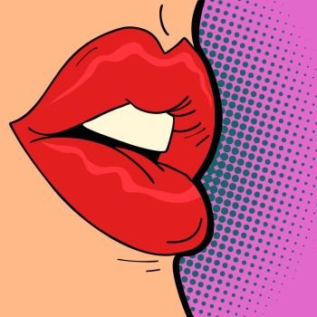 women lips, beauty. Comic cartoon pop art retro vector illustration drawing. women lips, beauty